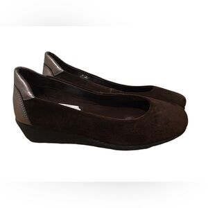 Italian Comfort Elegant Brown Silver Wedge Shoes 35 -5